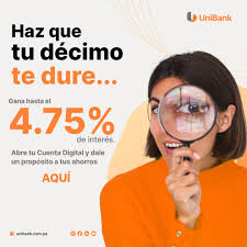 Si guardaste parte de tu décimo para ahorrarlo, no se diga más y pásalo a  la Cuenta de Ahorros Digital de UniBank. Obtén el 4.75% anual por tus  ahorros. Ábrela en minutos,