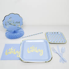 Square Oh Baby Shower Paper Plates 9 In Blue And Gold 8ct Walmart Com Baby Shower Paper Baby Shower Paper Plates