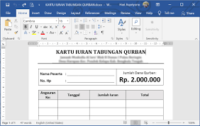 Contoh kartu natal dari bank bank : Contoh Dan Cara Membuat Kartu Iuran Tabungan Qurban Menggunakan Ms Word Tutup Kurung