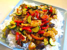Chicken Eggplant And Zucchini Stirfry Chicken Eggplant Chicken Recipes Eggplant Recipes