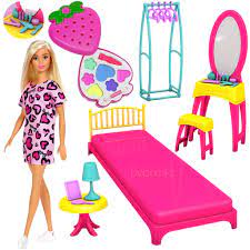 OyuncakZade Barbie Şık Elbiseli Bebek + Oyuncak Aksesuarlı Yatak Odası +  Çilek Makyaj Seti Kız Çocuk Oyuncak Fiyatı, Yorumları - Trendyol