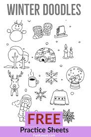 Let S Draw Winter Doodles Free Printable Sheets Funkawaii Com Drawing Videos For Kids Easy Drawings For Kids Doodles