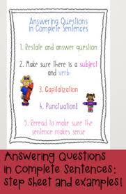 Anchor Charts For Answering Questions In Complete Sentences