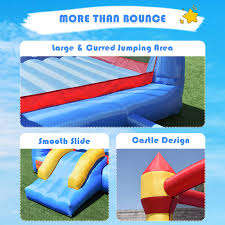 Costzon Inflatable Bounce House, Jumper Castle with Slide, Mesh Walls,