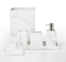 The collection of marble bathroom accessories must be a bold statement in any bathroom!this accessory set stands out for its unique, visually appealing. Carrera White Marble Bathrooms Marble Bathroom Accessories Marble Bath