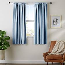Amazonbasics Blackout Curtain Set 42 X 63 Smoke Blue Curtains Blue Curtains Blackout Curtains
