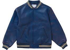 Supreme Worn Leather Varsity Jacket Blue In 2021 Leather Varsity Jackets Varsity Jacket Jackets