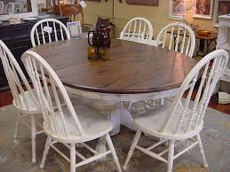 Distressed Solid Oak Round Table Leaf Six Matching Chairs Solid Oak Dining Table Round Oak Dining Table Dining Table Rustic