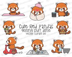 Haut De Gamme Vector Clipart Kawaii Red Pandas Mignon Rouge Pandas Planification Clipart Dessin Kawaii Panda Panda Rouge Dessin Animaux Mignons