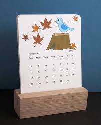 2015 Desk Calendar Freestanding Wood Stand Blue By Maddesign Desain Tanggal