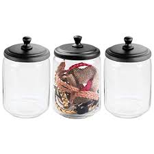Farmlyn creek 3 pack glass vanity canisters with gold lids, mason jar bathroom set. Mdesign Modern Glass Bathroom Vanity Countertop Storage Organizer Canister Apothecary Jar For Cotton Swabs Rounds Balls Makeup Sponges Bath Salts 3 Pack Clear Rose Gold Buy Online In Belize At Belize Desertcart Com