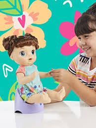 Amazon Com Baby Alive E0610 Potty Dance Baby Talking Baby Doll With Brown Hair Potty Rewards Chart Undies More Doll That Pees On Her Potty For Girls Boys 3 Years Old
