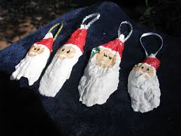 Tie the ribbon and hang the ornament on the tree. Handpainted Santa Shells Patches Pins Accessories Valresa Com
