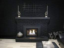 I think black with your tile may read as more contrast, but i like the black if you are sold on your stripe drapes and wall paint being white. Black Brick Fireplace Black Brick Fireplace Brick Fireplace Black Painted Walls