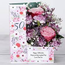 › » sentimental 50th gifts for her. Happy Birthday Flowers In A Personalised Card Flowercard Sending Floral Hugs