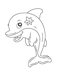 Download this adorable dog printable to delight your child. Lovely Dolphin With Flower Coloring Page Coloring Page Free Printable Coloring Pages For Kids