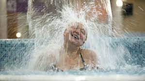 The image is available for download in high. Middle Aged Woman Getting Pleasure Under Strong Water Stream In The Swimming Pool