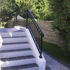 Outdoor handrails for concrete steps. Metal Handrails Ironcraft