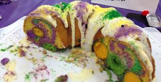 Mardi Gras King Cake Using A Bundt Cake Pan And One Cake Mix Or Homemade Cake Mix Divide Batter And Col Marble Pound Cakes Homemade Cake Mixes Homemade Cakes