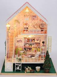 3d Diy Led Light Dollhouse Miniature Sweet Thought Wish Deluxe Model Kit Large Wooden Dolls House Doll House Diy Dollhouse