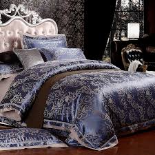 Gold comforter sets that are available on the site are woven fabrics and made from the finest quality cotton, polyester fiber, etc for maximum comfort and style. Luxury Dark Blue And Gold Royal Style Scroll Pattern Noble Excellence Abstract Design Western Style Full Queen Size Bedding Sets Hipsterbedding Com