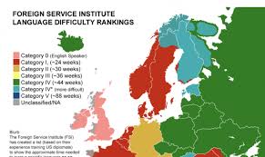 A Map Showing How Much Time It Takes To Learn Foreign