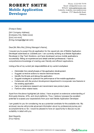 Mobile Application Developer Cover Letter Examples Qwikresume