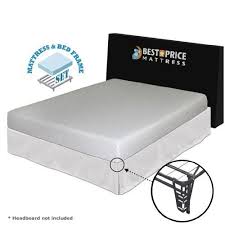 7 Inch Queen Gel Memory Foam Mattress Bed Frame Set With Bracket Skirt Memory Foam Mattress Bed Frame Foam Mattress Bed Memory Mattress