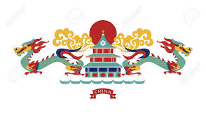 Chinese Dragon Modern Flat Illustration With China For Tourist Booklet Design Tourist Attractions In China F Booklet Design Illustration Vector Illustration