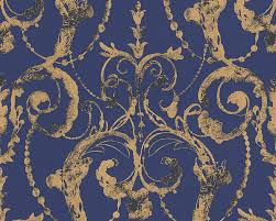 Vliestapete Barock Blau Gold Tapete Livingwalls Flock 4 95691 4 956914 Tapeten Lila Tapeten Wohnzimmerfarben