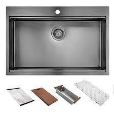 Maybe you would like to learn more about one of these? 33 X 22 Drop In Kitchen Sink Hercate Stainless Steel Sink Drop Workstation Sink Topmount Single Bowl Sink With All Sink Accessories Gunmetal Black Kitchenfaucets Com