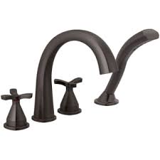 Bathroom taps & swivel spout thermostats. Delta T47776 Rb Venetian Bronze Stryke Deck Mounted Roman Tub Filler With Built In Diverter Includes Hand Shower Faucet Com