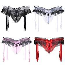 Foxy lingerie offers this style in plus sizes as well. Women Underwear Bowknot Crotchless Open Back Ruffle Lace G String Garter Belt Lingerie Briefs Wish