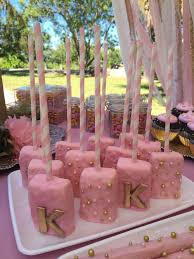Pink And Gold Rice Crispy Treats Made By Unikscrapcreations Available Via Etsy Or Instagra Baby Shower Princess Pink And Gold Birthday Party Gold Baby Showers
