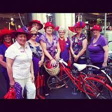Fab Red Hat Society Ladies Of Kyabram Rallying Round Our Cause And One Very Hot Bike Red Hat Society Red Hat Ladies Red Hats