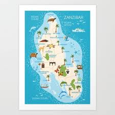 Map Island Zanzibar Tanzania Art Print By Tatiana Voloshyna Instagram Voloshyna Tatiana Licensing And Sales Inquiries Zanzibar Tanzania Illustrated Map