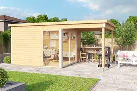 decouvrez le bureau de jardin argos 2 equipe d un appentis ideal pour en faire un espace de detente bureau de jardin abri de jardin appentis