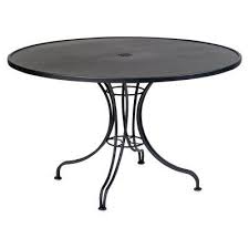 Outdoor Woodard Solid Top Round Patio Dining Table With Umbrella Hole Smooth Limestone 13l4ru42 90 Round Patio Table Patio Dining Table Patio Dining