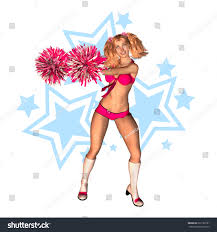 Cheerleader Pink Uniform White Boots Holding Stock Illustration 222189181 