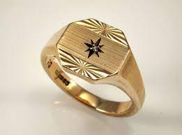 Mens Diamond Ring Vintage Mens Rings In 9k Gold 1970s Men Diamond Ring Men S Rings Mens Gold Rings