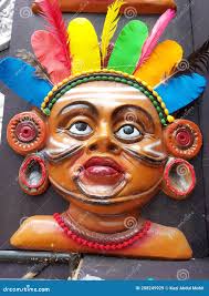 Hand Made Clay Mask of Tribal Used As a Decorated Item of Puja Pandel of  Calcutta. Stock Image