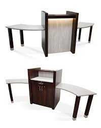 Custom Workstation With Double Curved Wings Locking Storage And Illuminated Textured Front Dispensingfurniture Recep Office Interiors Coffee Table Interior