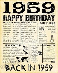 60th Birthday Party Ideas For Husband 60th Birthday 1959 Fun Facts 1959 For Husband Gift For Dad Father For Parents 60 Years Ago For Him Back In 1959 Digital File Only 60th Birthday Celebration Ideas 60th Birthday