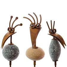 Sidco Gartenstab Vogel Gartenstecker Rostoptik 3 Stuck Pflanzstecker Garten Deko Gartenstecker Pflanzen Garten