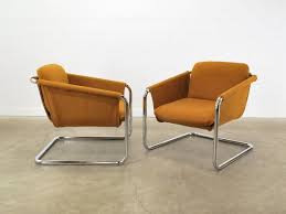 Vintage Modern Chrome Cantilevered Sling By Madsenmodern Upholstered Seating Mid Century Modern Chair Sling Chair