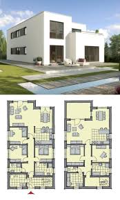 Zweifamilienhaus Modern Mit Flachdach Architektur Grundriss Zweigeschossig Wohnungen Ubereinander Haus Ba Architektur Zweifamilienhaus Moderne Architektur