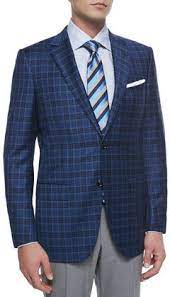 Our ermenegildo zegna men catalogue is available on glamood. Ermenegildo Zegna Plaid Two Button Sport Coat Navylight Blue 2 495 Neiman Marcus Lookastic