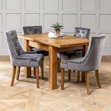 Our uk based sofa experts are ready to take your call now. Solid Oak Small Extending Table 4 X Storm Grey Scoop Chairs The Furniture Market
