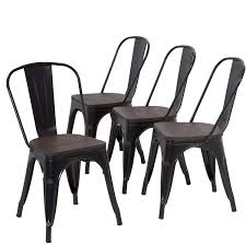 Look great, modern in my kitchen. Fdw Metal Dining Chairs Set Of 4 Patio Chairs Furniture Indoor Outdoor Chairs Kitchen Metal Chairs Stackable Chair Tolix Side Bar Chairs Wooden Seat 18 Inch Seat Height Restaurant Chair Black Patio Lawn