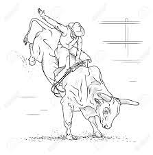 vector bull riding on a white background bull riding ride drawing bull riders